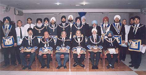 M.W. Bro. Kapil Dev Jyoti Grand Master with members of his Grand Lodge